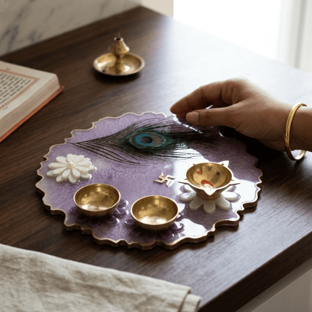 Royal Peacock Resin Platter (8 inch)