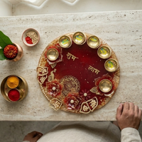 Maroon Personalized Pooja Tray (10 inch)