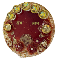 Maroon Personalized Pooja Tray (10 inch)