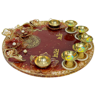 Maroon Personalized Pooja Tray (10 inch)