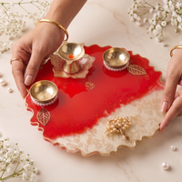 Red & Ivory Minimal Tray (8 inch)