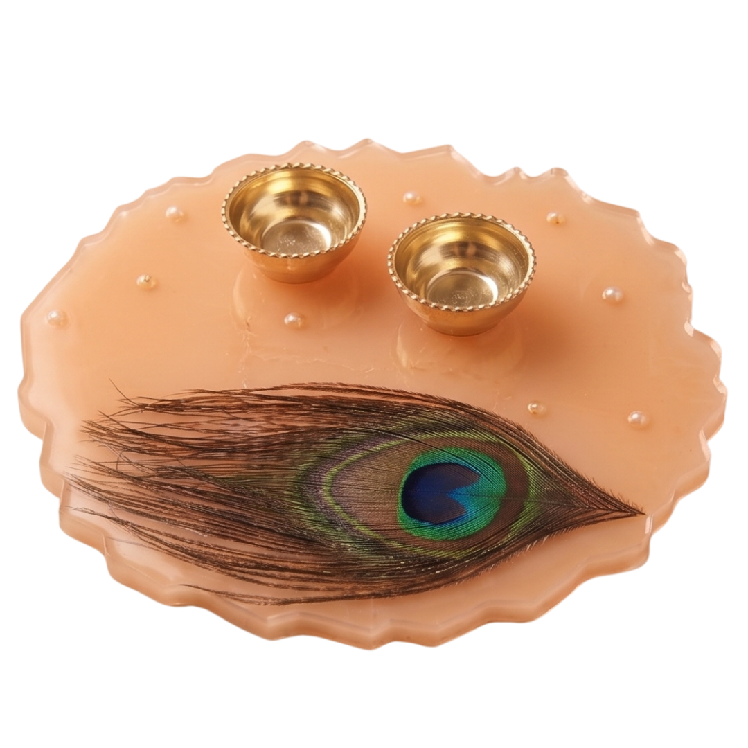 Minimal Peacock Feather Tray (8 inch)
