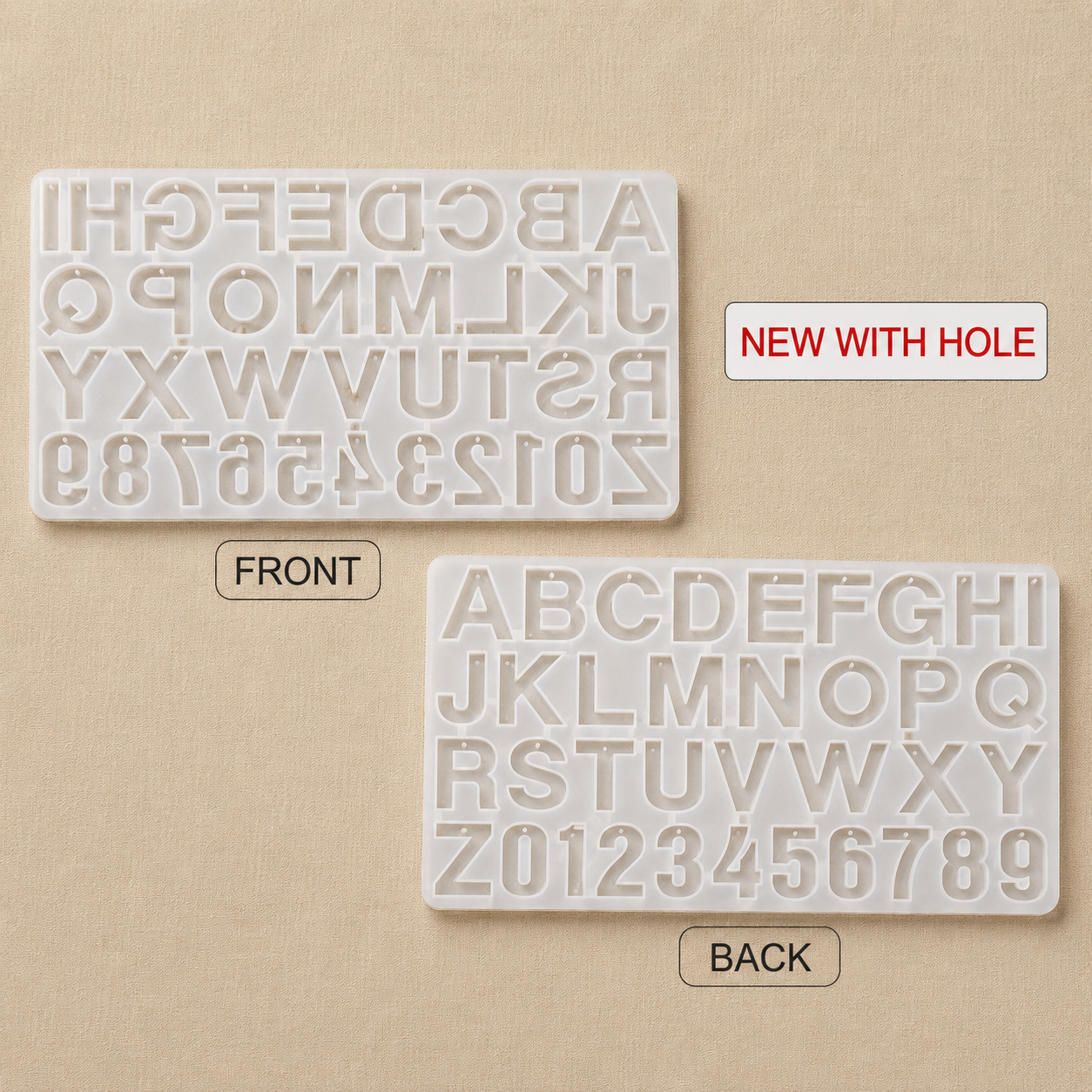 Front Pouring Alphabet With Hole Mould