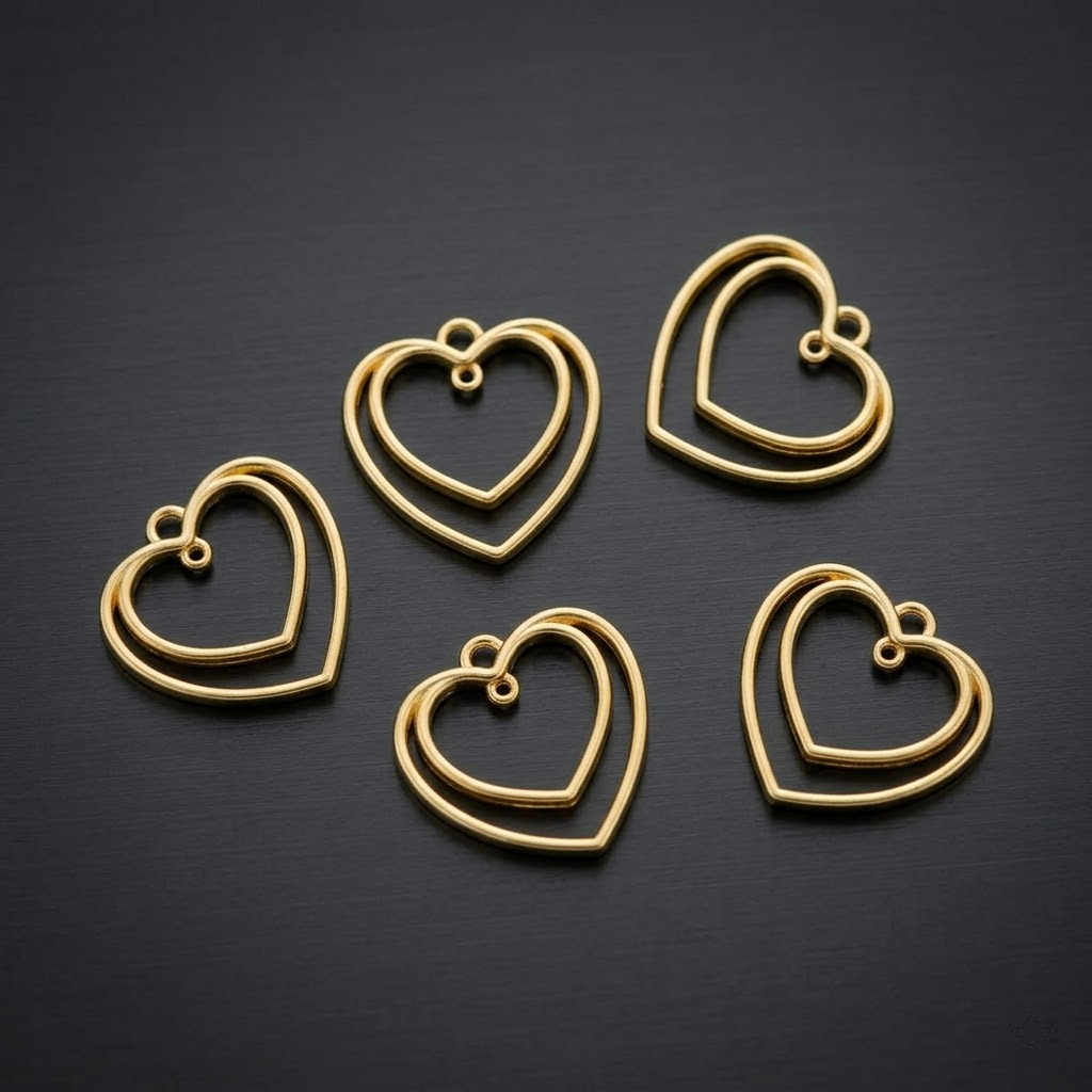 5 In 1 Double Heart Bezels Set – Gold