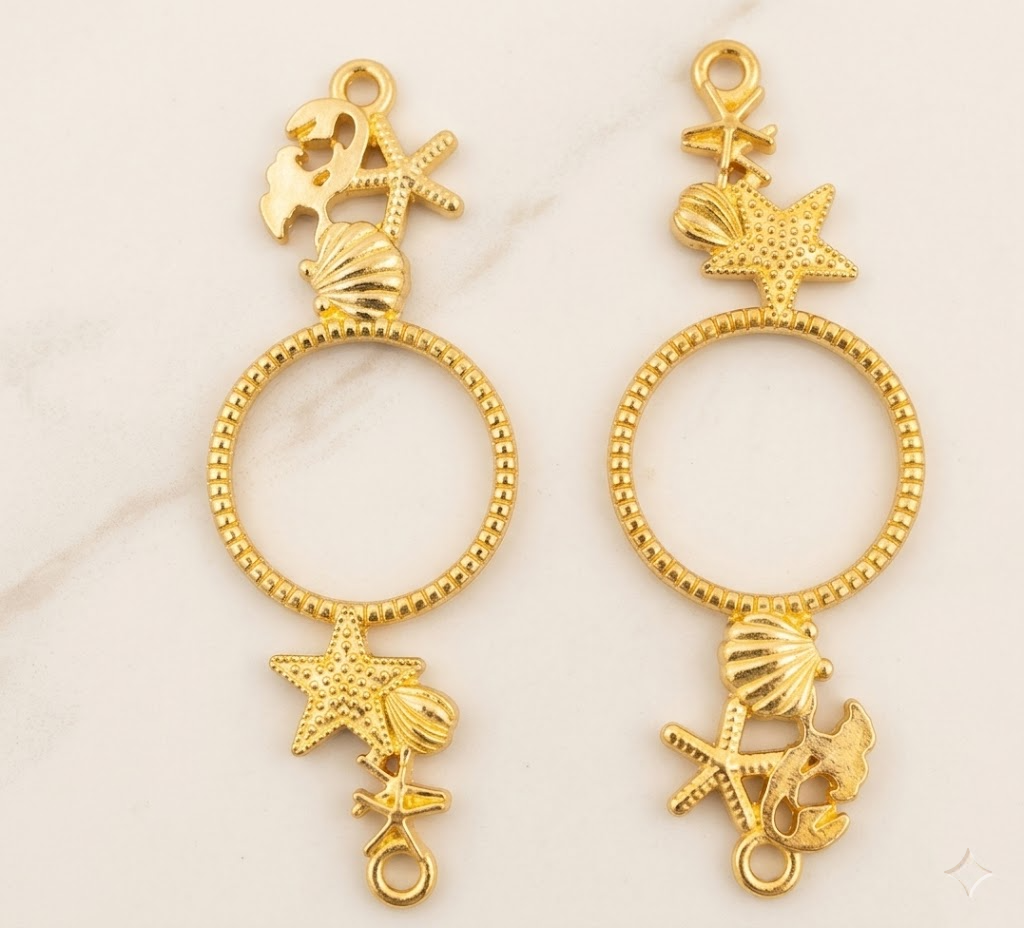 Gold Ocean Theme Pendant B Bezels Bz092