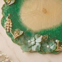 Emerald Green Lotus Tray - Mehndi (10 inch)