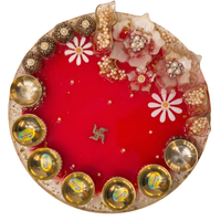 Ruby Floral Pooja Platter (10 inch)