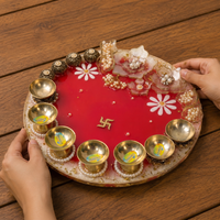 Ruby Floral Pooja Platter (10 inch)