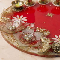 Ruby Floral Pooja Platter (10 inch)