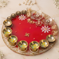 Ruby Floral Pooja Platter (10 inch)
