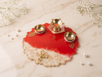 Red & Ivory Minimal Tray (8 inch)