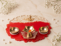 Red & Ivory Minimal Tray (8 inch)